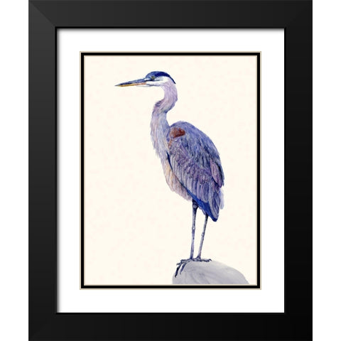 Heron Study I Black Modern Wood Framed Art Print with Double Matting by Wang, Melissa