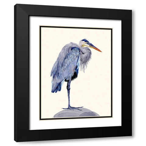 Heron Study II Black Modern Wood Framed Art Print with Double Matting by Wang, Melissa