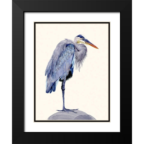 Heron Study II Black Modern Wood Framed Art Print with Double Matting by Wang, Melissa