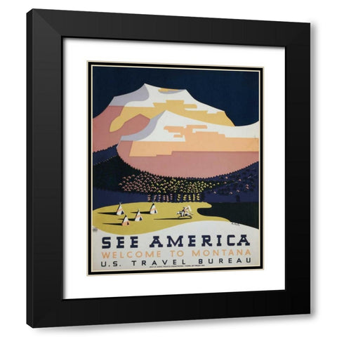 See America IV Black Modern Wood Framed Art Print with Double Matting by Studio W