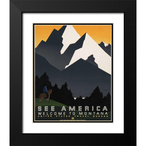 See America VI Black Modern Wood Framed Art Print with Double Matting by Studio W