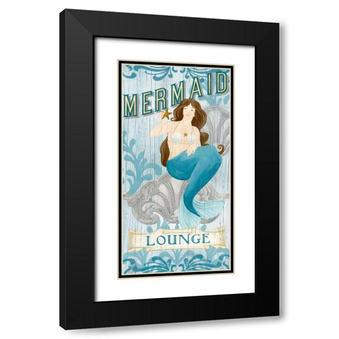 Mermaid I Black Modern Wood Framed Art Print with Double Matting by Vess, June Erica