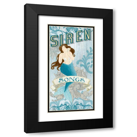 Mermaid II Black Modern Wood Framed Art Print with Double Matting by Vess, June Erica