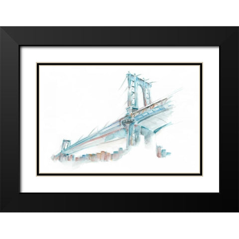 Watercolor Bridge Sketch I Black Modern Wood Framed Art Print with Double Matting by Harper, Ethan
