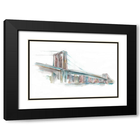Watercolor Bridge Sketch II Black Modern Wood Framed Art Print with Double Matting by Harper, Ethan
