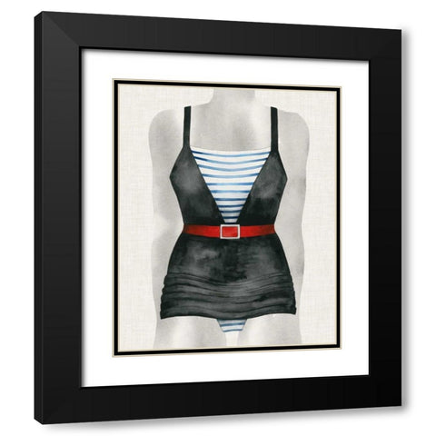 Vintage Bathing Suit IV Black Modern Wood Framed Art Print with Double Matting by Popp, Grace