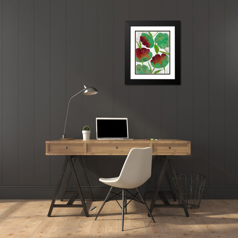 Verdigris Blooms II Black Modern Wood Framed Art Print with Double Matting by Zarris, Chariklia