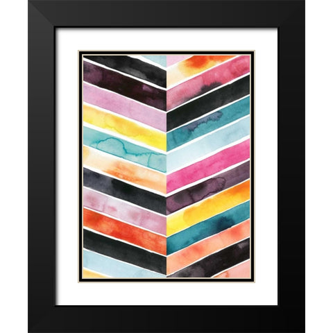 Vivid Watercolor Chevron II Black Modern Wood Framed Art Print with Double Matting by Popp, Grace