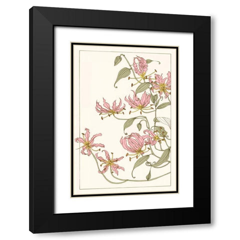 Botanical Gloriosa Lily I Black Modern Wood Framed Art Print with Double Matting by Wang, Melissa