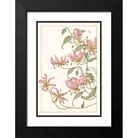 Botanical Gloriosa Lily I Black Modern Wood Framed Art Print with Double Matting by Wang, Melissa