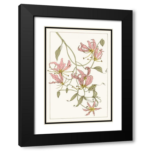 Botanical Gloriosa Lily II Black Modern Wood Framed Art Print with Double Matting by Wang, Melissa