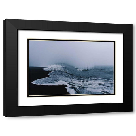 Sea Wave I Black Modern Wood Framed Art Print with Double Matting by Wang, Melissa