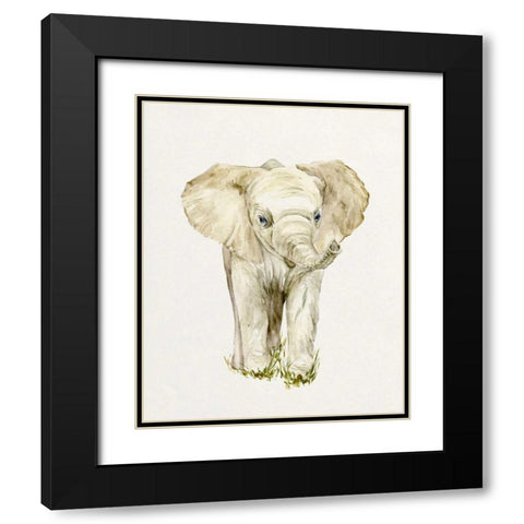 Baby Elephant II Black Modern Wood Framed Art Print with Double Matting by Wang, Melissa