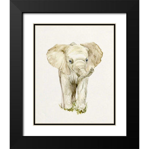 Baby Elephant II Black Modern Wood Framed Art Print with Double Matting by Wang, Melissa