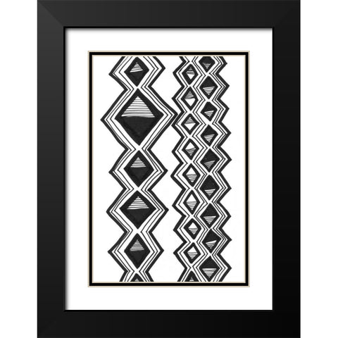 Mud Cloth Study I Black Modern Wood Framed Art Print with Double Matting by Stramel, Renee W.