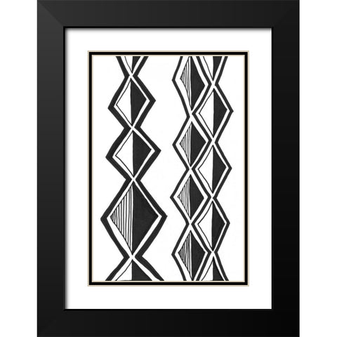 Mud Cloth Study II Black Modern Wood Framed Art Print with Double Matting by Stramel, Renee W.