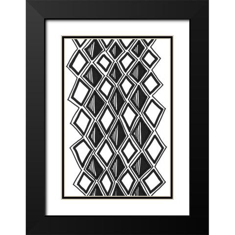 Mud Cloth Study III Black Modern Wood Framed Art Print with Double Matting by Stramel, Renee W.