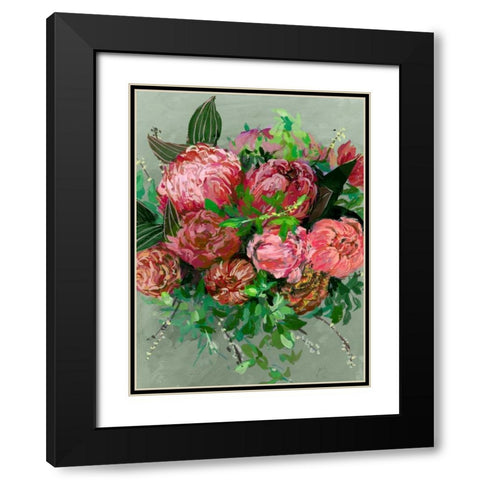 Vintage Bouquet II Black Modern Wood Framed Art Print with Double Matting by Wang, Melissa