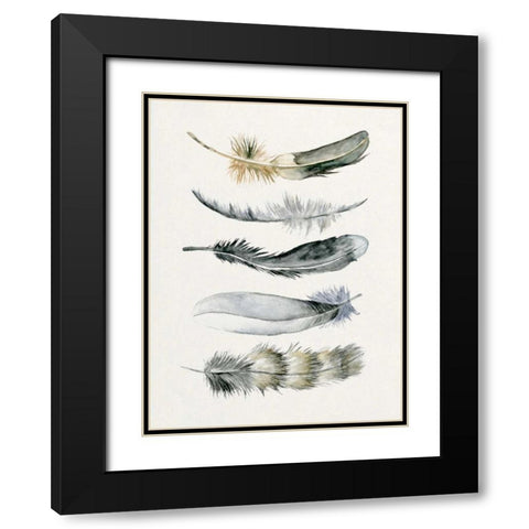 Tribal Feather I Black Modern Wood Framed Art Print with Double Matting by Wang, Melissa