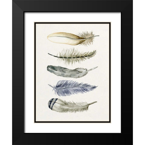 Tribal Feather II Black Modern Wood Framed Art Print with Double Matting by Wang, Melissa