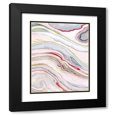 Watercolor Marbling II Black Modern Wood Framed Art Print with Double Matting by Popp, Grace