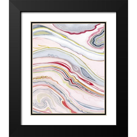 Watercolor Marbling II Black Modern Wood Framed Art Print with Double Matting by Popp, Grace