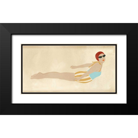 Vintage Diver I Black Modern Wood Framed Art Print with Double Matting by Vess, June Erica