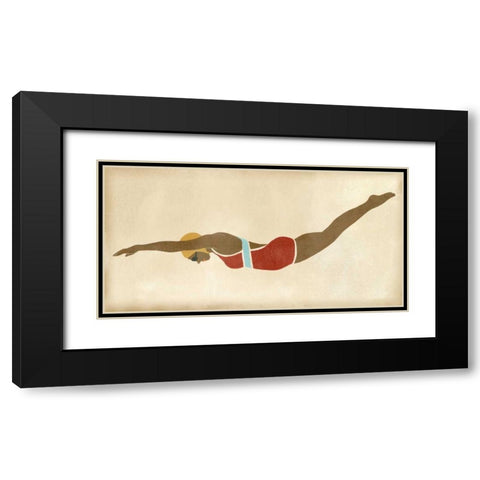 Vintage Diver II Black Modern Wood Framed Art Print with Double Matting by Vess, June Erica