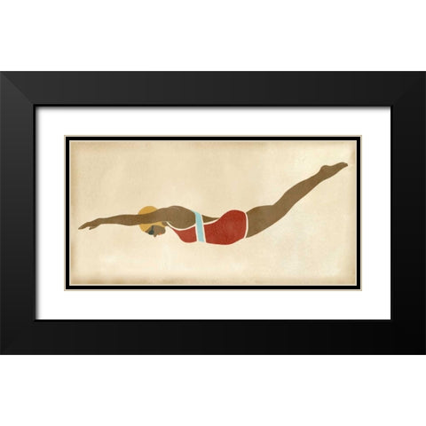 Vintage Diver II Black Modern Wood Framed Art Print with Double Matting by Vess, June Erica