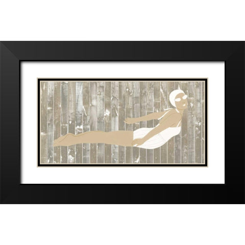 Vintage Diver III Black Modern Wood Framed Art Print with Double Matting by Vess, June Erica