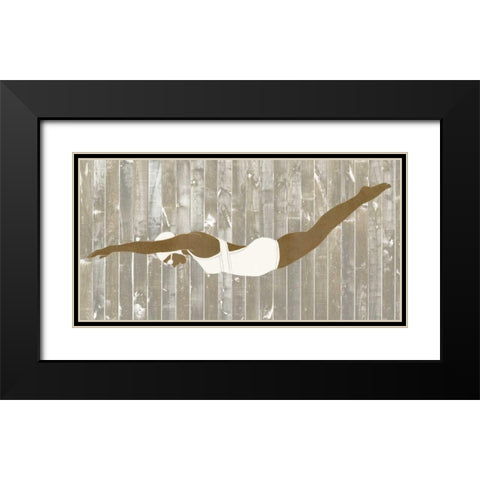 Vintage Diver IV Black Modern Wood Framed Art Print with Double Matting by Vess, June Erica