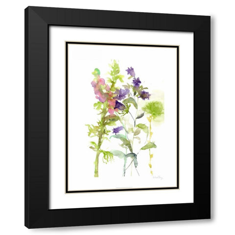 Watercolor Floral Study I Black Modern Wood Framed Art Print with Double Matting by Wang, Melissa