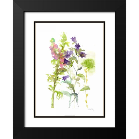 Watercolor Floral Study I Black Modern Wood Framed Art Print with Double Matting by Wang, Melissa