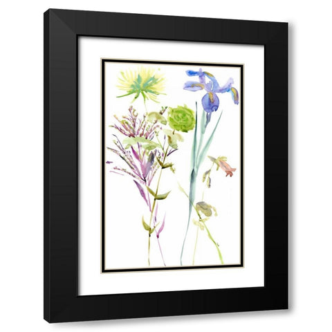Watercolor Floral Study II Black Modern Wood Framed Art Print with Double Matting by Wang, Melissa