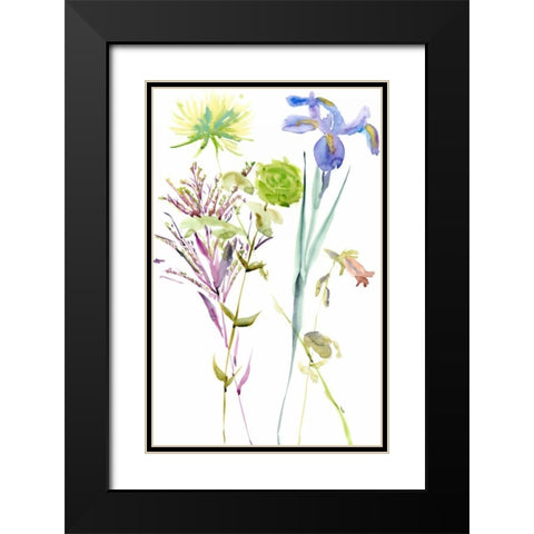 Watercolor Floral Study II Black Modern Wood Framed Art Print with Double Matting by Wang, Melissa