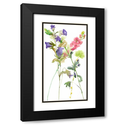 Watercolor Floral Study IV Black Modern Wood Framed Art Print with Double Matting by Wang, Melissa