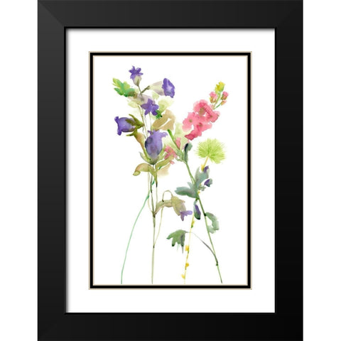 Watercolor Floral Study IV Black Modern Wood Framed Art Print with Double Matting by Wang, Melissa