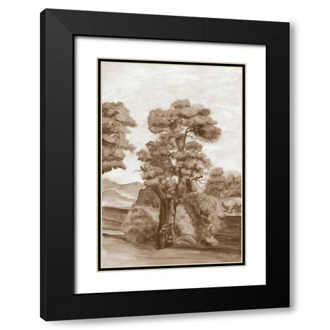 Sepia French Wall Paper II Black Modern Wood Framed Art Print with Double Matting by McCavitt, Naomi