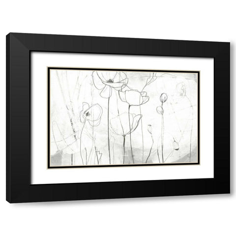 Poppy Sketches I Black Modern Wood Framed Art Print with Double Matting by Vess, June Erica