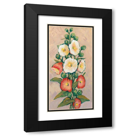 Red Hollyhocks I Black Modern Wood Framed Art Print with Double Matting by OToole, Tim