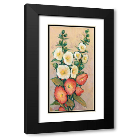 Red Hollyhocks II Black Modern Wood Framed Art Print with Double Matting by OToole, Tim
