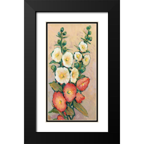 Red Hollyhocks II Black Modern Wood Framed Art Print with Double Matting by OToole, Tim