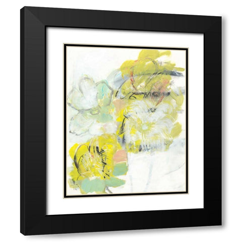 Yellow Floral Abstract I Black Modern Wood Framed Art Print with Double Matting by Fuchs, Jodi