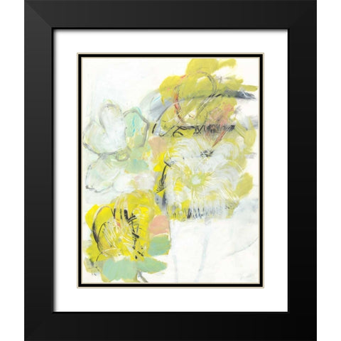 Yellow Floral Abstract I Black Modern Wood Framed Art Print with Double Matting by Fuchs, Jodi