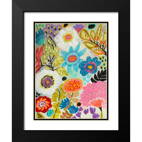 Secret Garden Floral I Black Modern Wood Framed Art Print with Double Matting by Fields, Karen