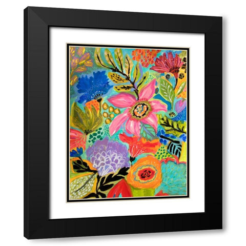 Secret Garden Floral II Black Modern Wood Framed Art Print with Double Matting by Fields, Karen