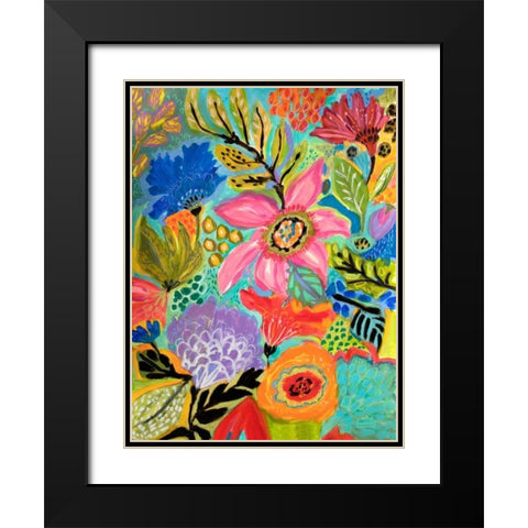 Secret Garden Floral II Black Modern Wood Framed Art Print with Double Matting by Fields, Karen