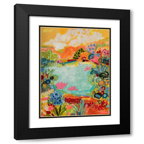 Whimsical Pond I Black Modern Wood Framed Art Print with Double Matting by Fields, Karen