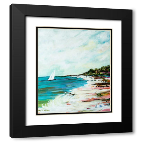 Beach Surf I Black Modern Wood Framed Art Print with Double Matting by Fields, Karen