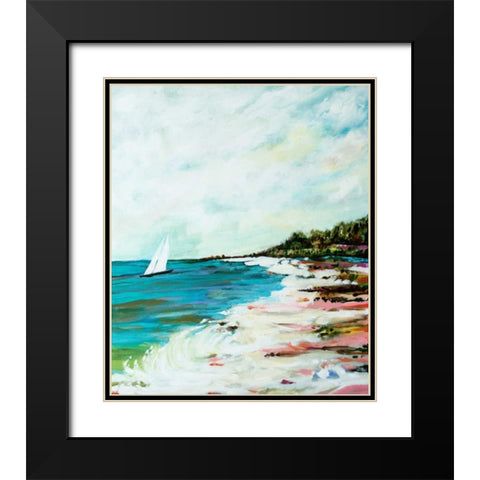 Beach Surf I Black Modern Wood Framed Art Print with Double Matting by Fields, Karen